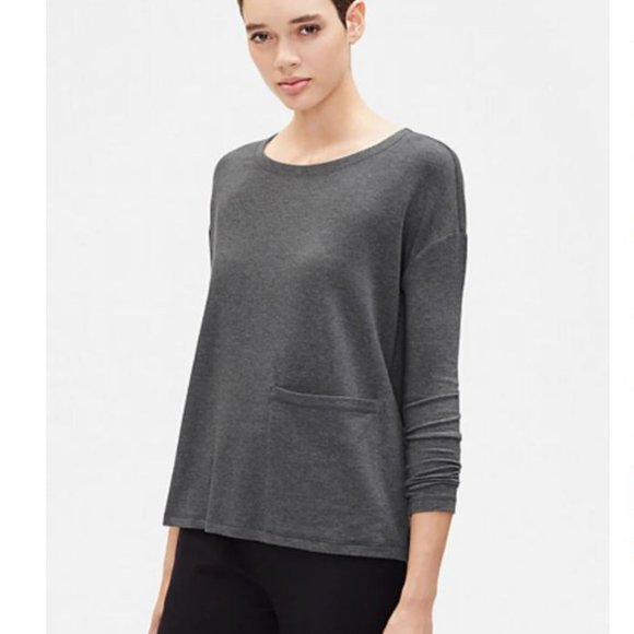 Eileen Gray Tops - Eileen Fisher Tencel Stretch Terry Pocket Top